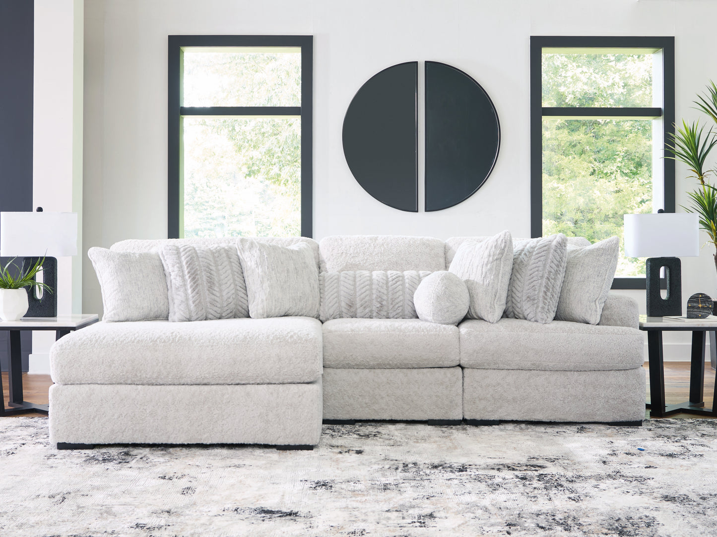 Pines Furniture Outlet - Ashley Furniture - Cuddle Plush Sectional - 3-Piece Sectional with Chaise / Arctic - PC59106S7