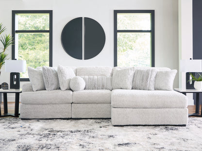 Pines Furniture Outlet - Ashley Furniture - Cuddle Plush Sectional - RAF 3-Piece Sectional with Chaise / Arctic - PC59106S1