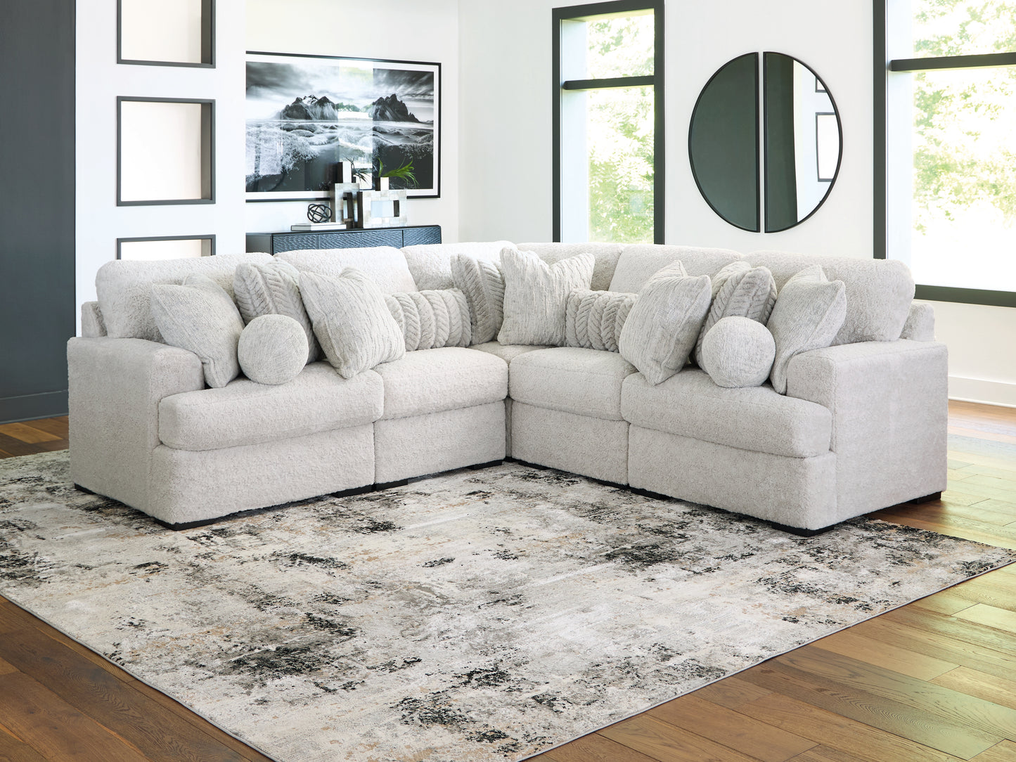 Pines Furniture Outlet - Ashley Furniture - Cuddle Plush Sectional - RAF 5-Piece Sectional / Arctic - PC59106S2