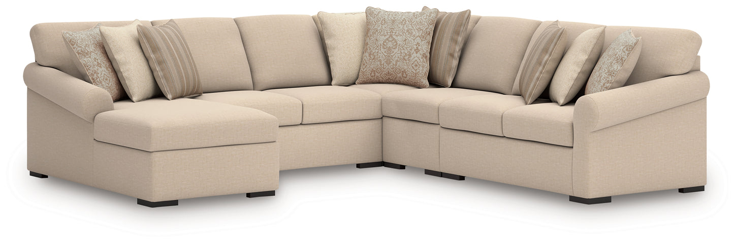 Pines Furniture Outlet - Ashley Furniture - LadyMae Sectional - RAF 4-Piece Sectional with Chaise / Twill - 59404S7