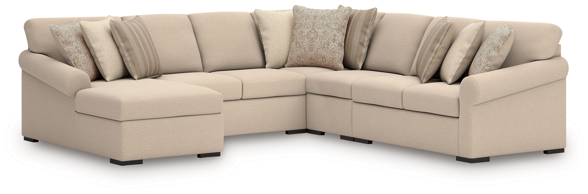 Pines Furniture Outlet - Ashley Furniture - LadyMae Sectional - RAF 4-Piece Sectional with Chaise / Twill - 59404S7
