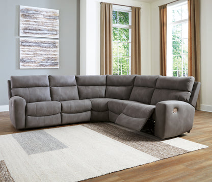 Pines Furniture Outlet - Ashley Furniture - Next-Gen DuraPella Sectional - 5-Piece Power Reclining Sectional / Slate - 61003S6