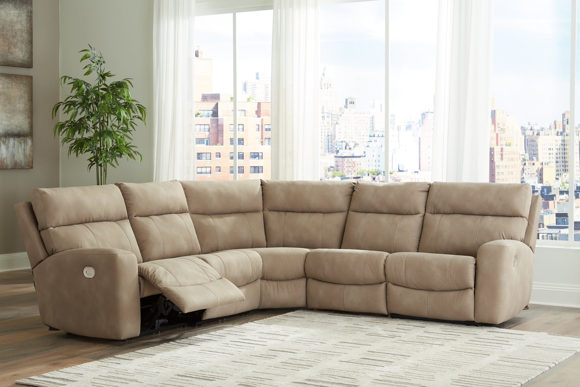 Pines Furniture Outlet - Ashley Furniture - Next-Gen DuraPella Sectional - 2-Piece Power Reclining Sectional Loveseat / Sand - 61004S1