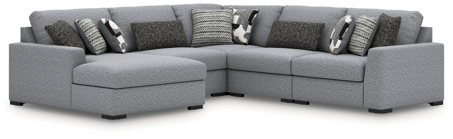 Pines Furniture Outlet - Ashley Furniture - Bealton Sectional - RAF 5-Piece Sectional with Chaise / Salt and Pepper - 61305S8