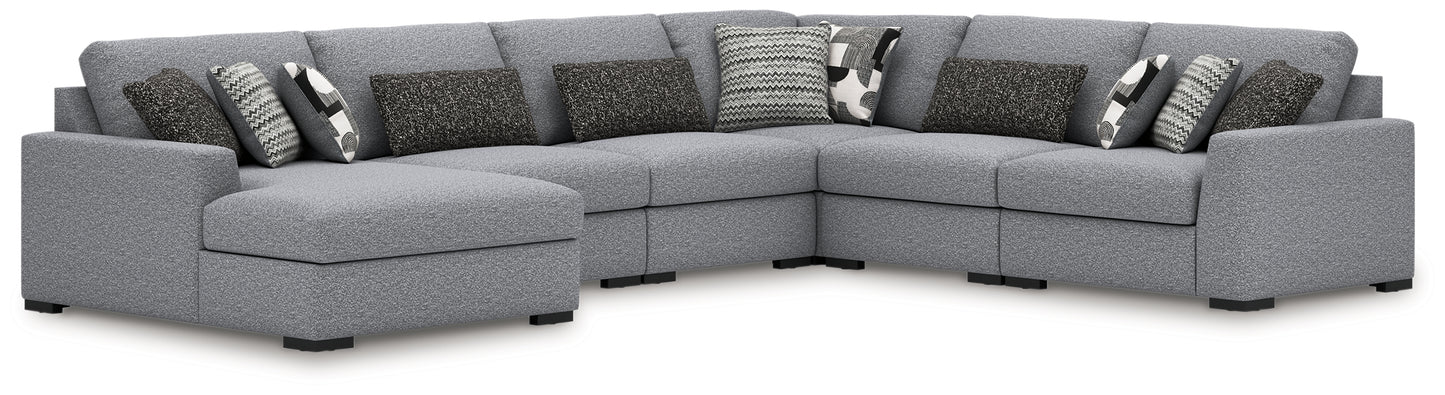 Pines Furniture Outlet - Ashley Furniture - Bealton Sectional - RAF 6-Piece Sectional with Chaise / Salt and Pepper - 61305S13