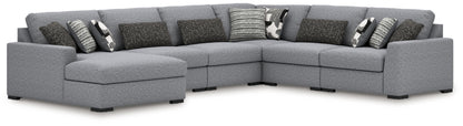 Pines Furniture Outlet - Ashley Furniture - Bealton Sectional - RAF 6-Piece Sectional with Chaise / Salt and Pepper - 61305S13