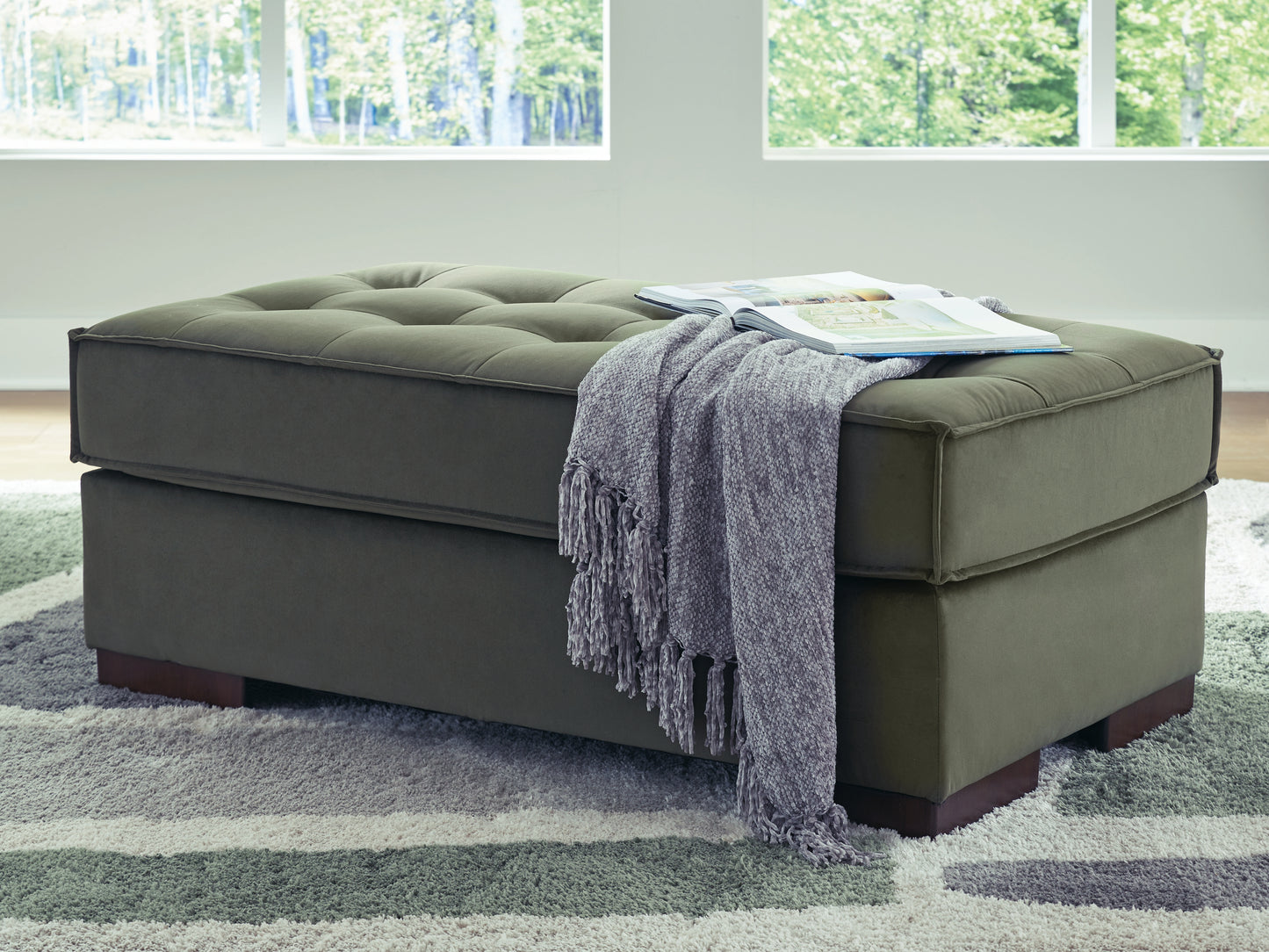 Pines Furniture Outlet - Ashley Furniture - Caspian-Town Living Room - Oversized Accent Ottoman / Olive - PC6170208