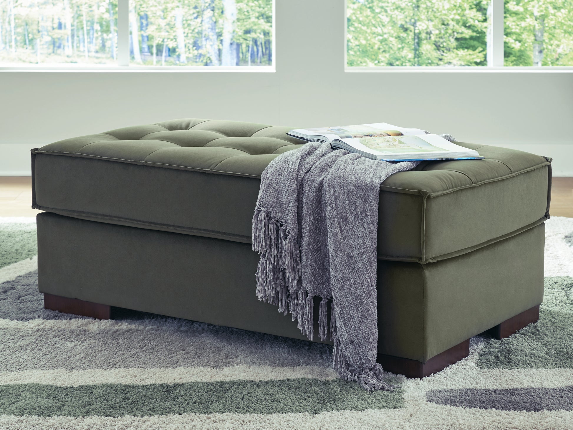 Pines Furniture Outlet - Ashley Furniture - Caspian-Town Living Room - Oversized Accent Ottoman / Olive - PC6170208