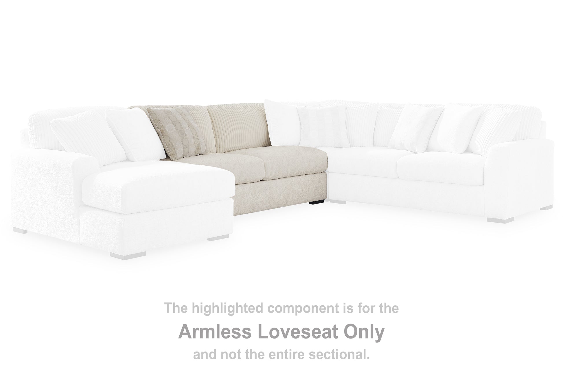 Pines Furniture Outlet - Ashley Furniture - Chessington Sectional - Armless Loveseat / Ivory - 6190434