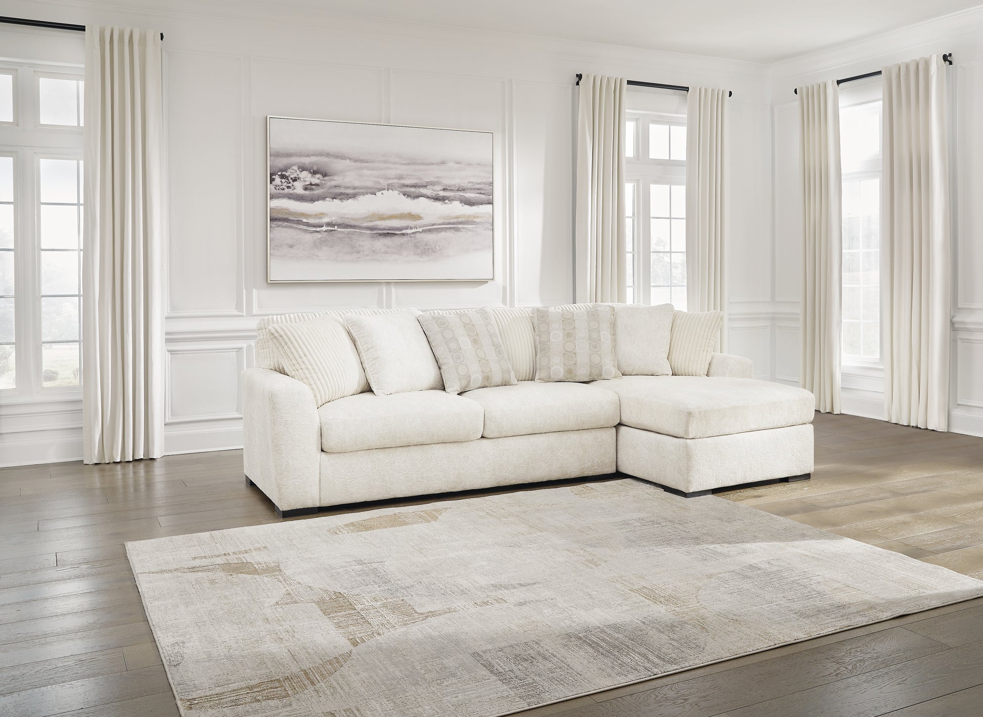 Pines Furniture Outlet - Ashley Furniture - Chessington Sectional - LAF 2-Piece Sectional with Chaise / Ivory - 61904S2