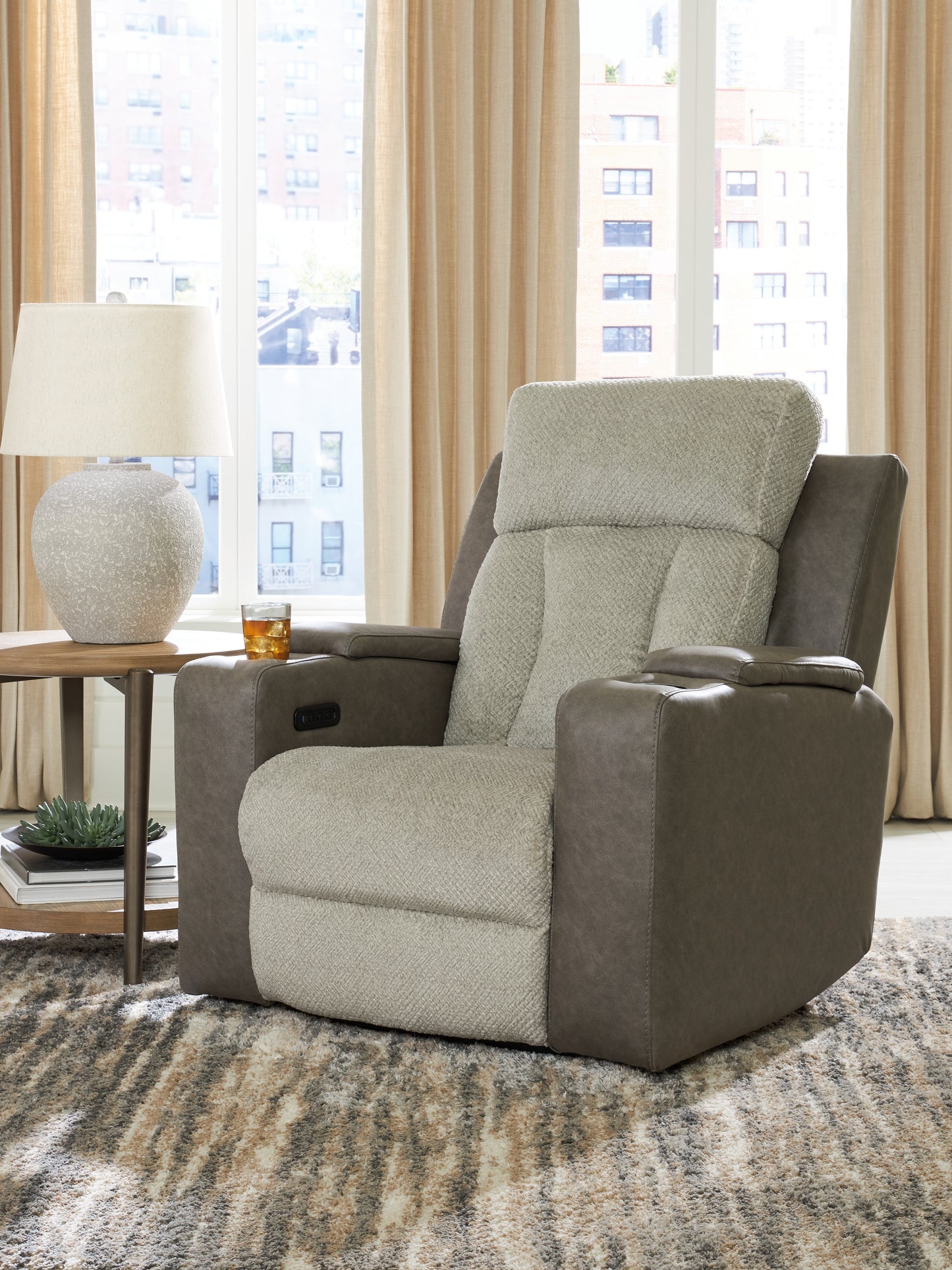 Pines Furniture Outlet - Ashley Furniture - WhipLash Living Room - PWR Recliner/ADJ Headrest / Sisal - PC6320413