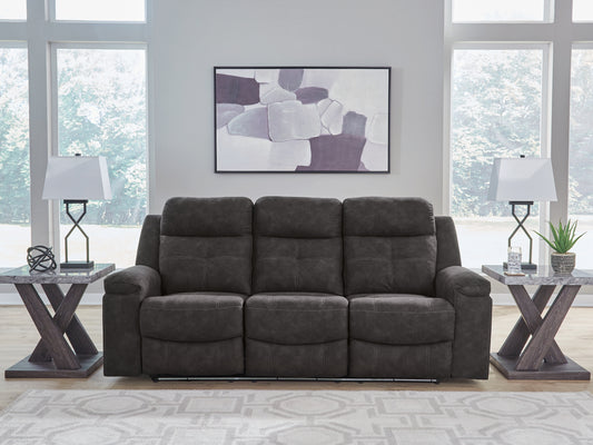 Pines Furniture Outlet - Ashley Furniture - Brysonview Living Room - Reclining Sofa / Charcoal - 6360588