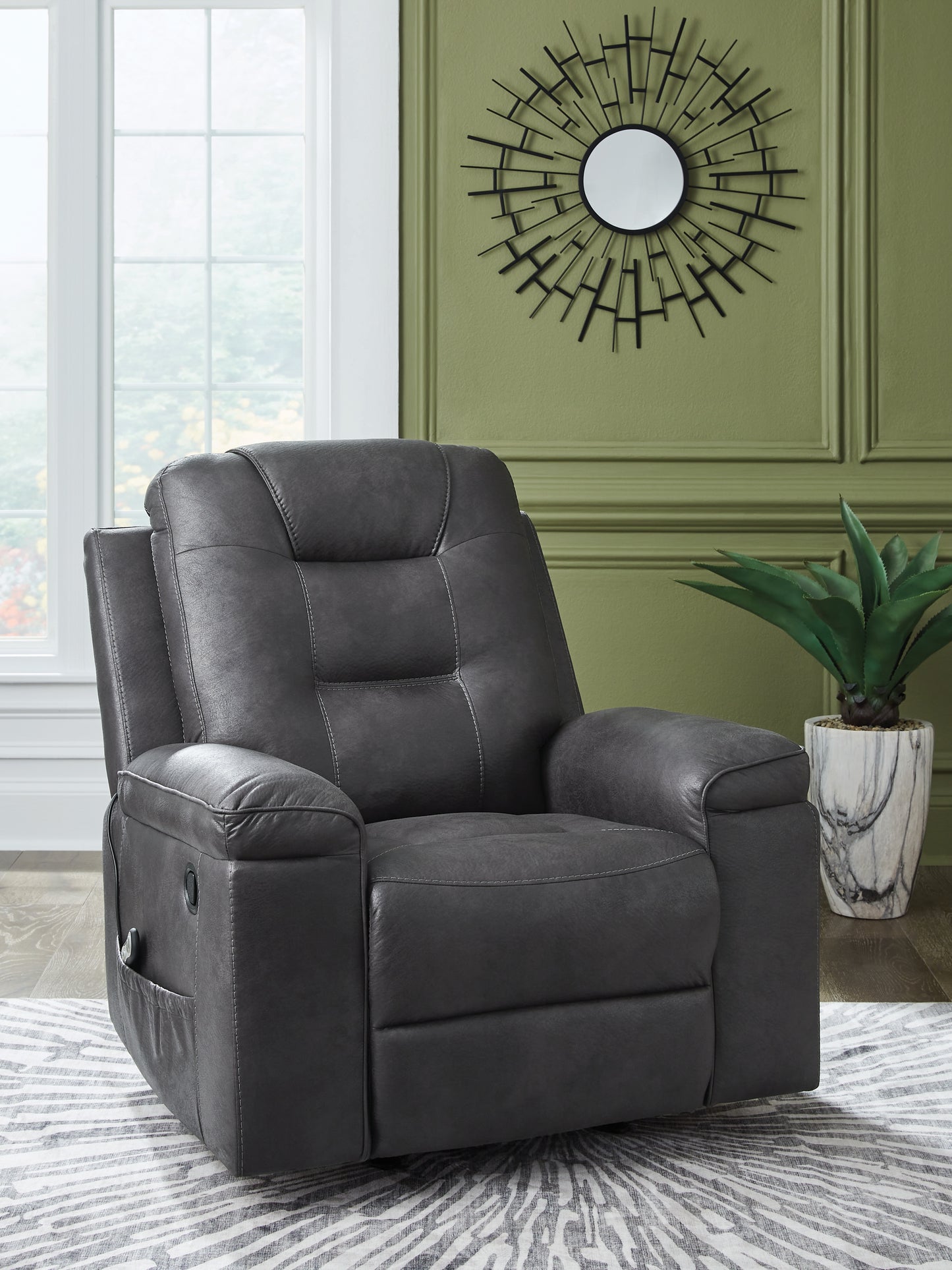 Pines Furniture Outlet - Ashley Furniture - Stockworth Living Room - Rocker Recliner / Granite - PC6560525