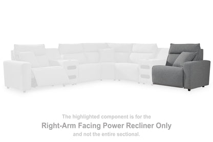 Pines Furniture Outlet - Ashley Furniture - ModMax II Sectional - RAF Zero Wall Power Recliner / Salt and Pepper - 6590662