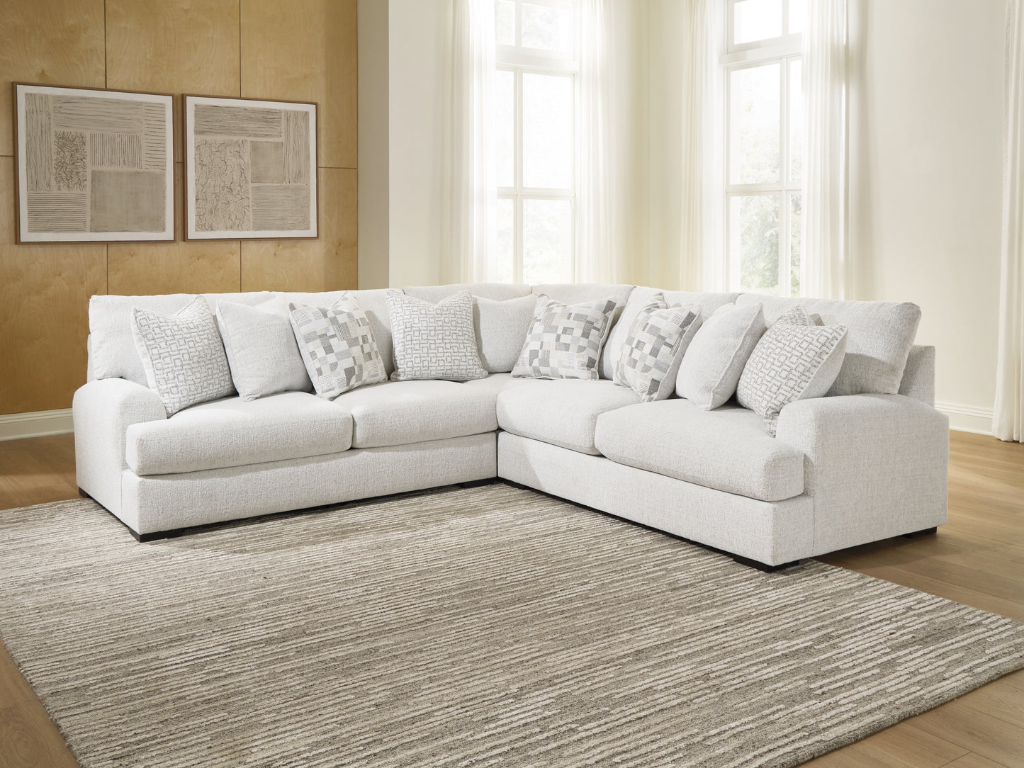 Pines Furniture Outlet - Ashley Furniture - Misty-Lakes Sectional - 3-Piece Sectional / Chalk - PC66906S4