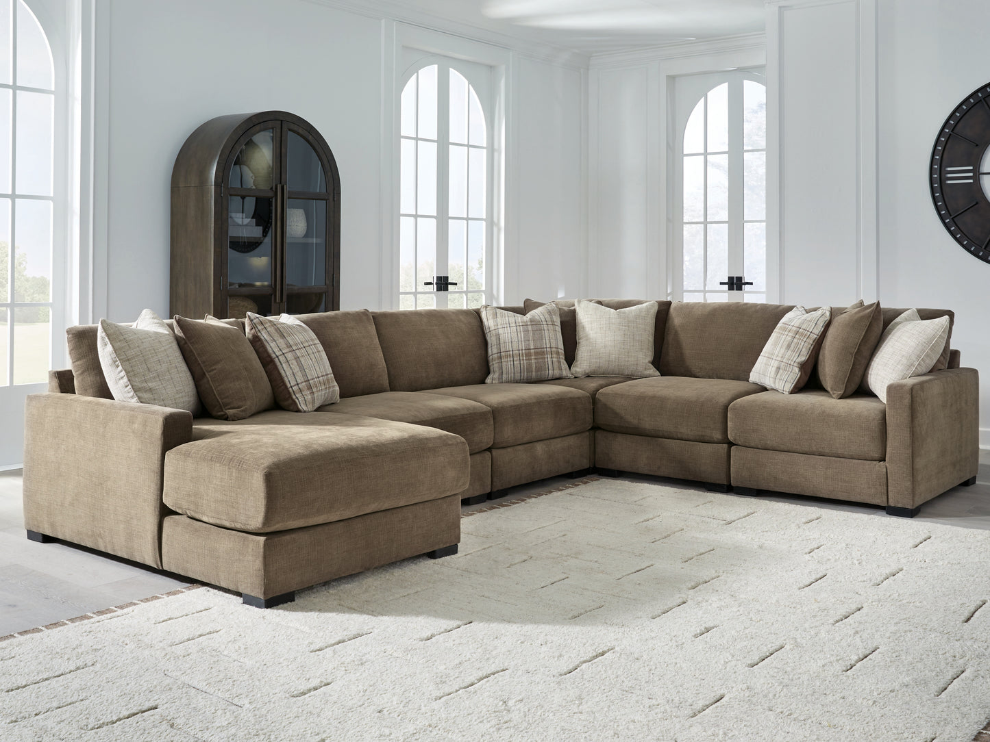 Pines Furniture Outlet - Ashley Furniture - Camellia-Court Sectional - 6-Piece Sectional with Chaise / Coffee - 68207S14
