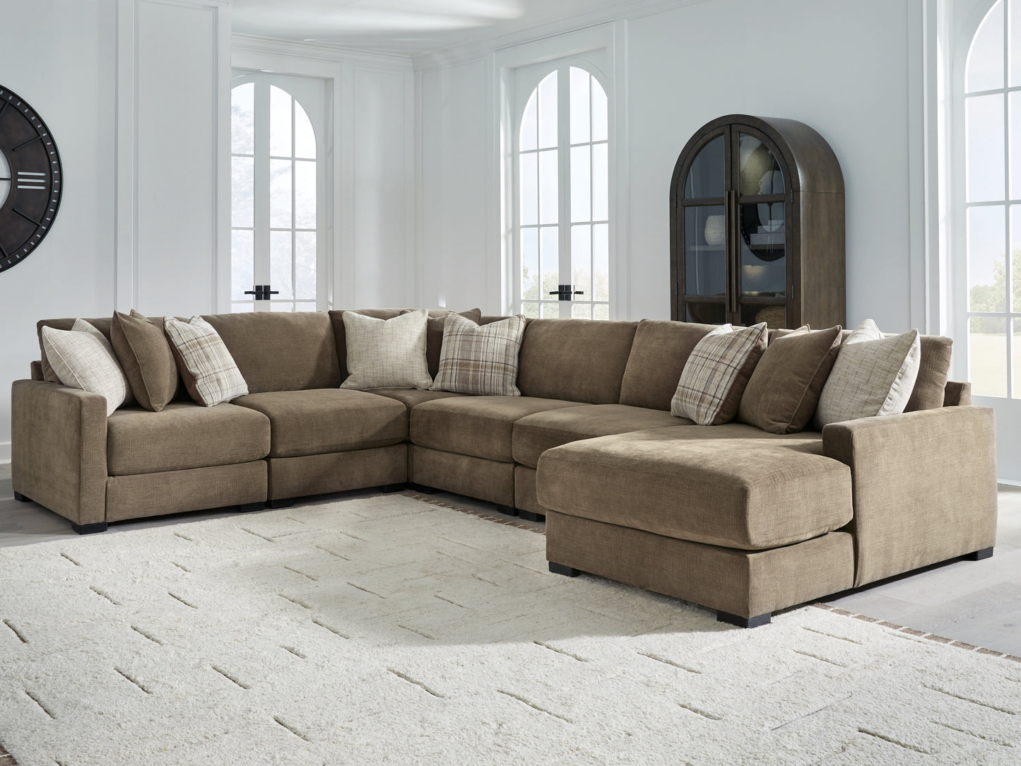Pines Furniture Outlet - Ashley Furniture - Camellia-Court Sectional - RAF 6-Piece Sectional with Chaise / Coffee - 68207S15