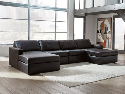 Pines Furniture Outlet - Ashley Furniture - ModMax II Sectional - RAF 4-Piece Double Chaise Sectional / Black - 74305S19