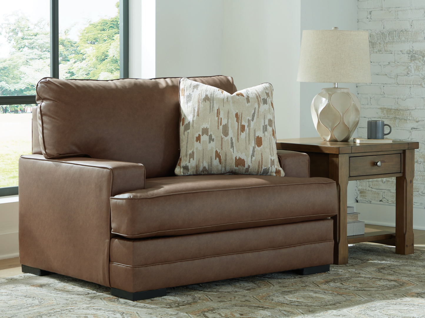 Pines Furniture Outlet - Ashley Furniture - VillaCourt Living Room - Chair and a Half / Caramel - 7490923