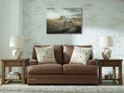 Pines Furniture Outlet - Ashley Furniture - VillaCourt Living Room - Loveseat / Caramel - 7490935