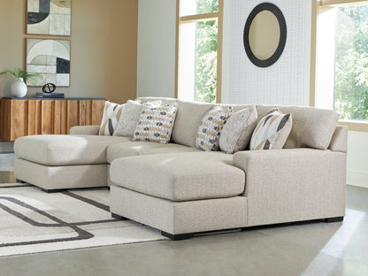 Pines Furniture Outlet - Ashley Furniture - Laurelgrove Sectional - RAF 3-Piece Double Chaise Sectional / Pebble - 75105S7