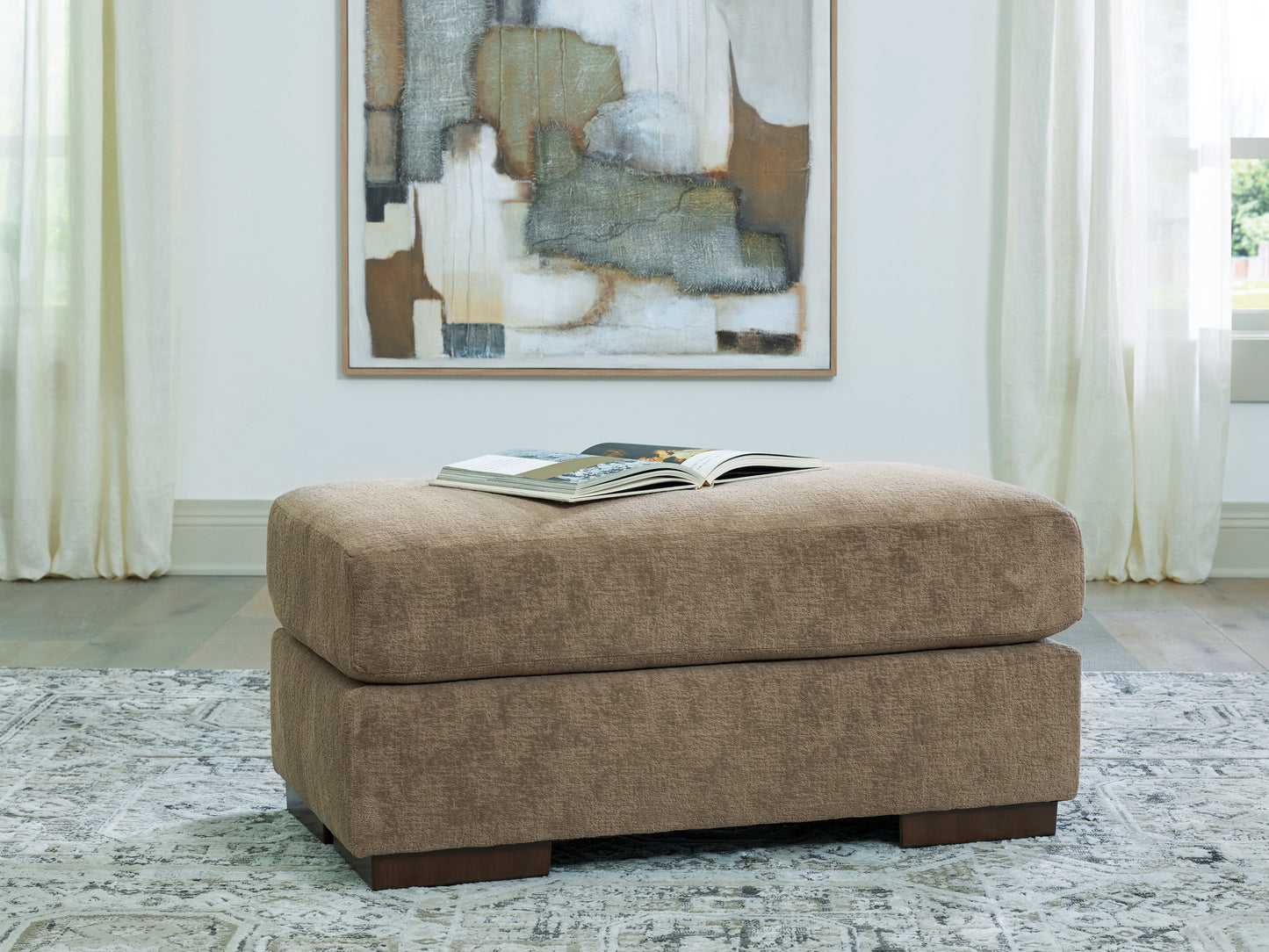 Pines Furniture Outlet - Ashley Furniture - Jayne Park Living Room - Ottoman / Pecan - PC8150514