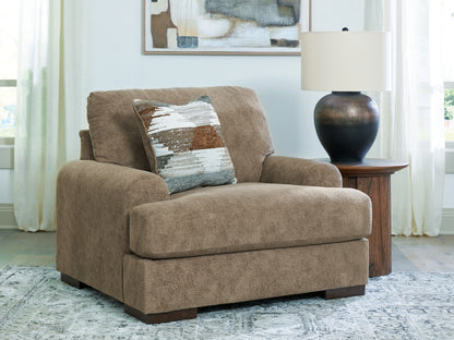 Pines Furniture Outlet - Ashley Furniture - Jayne Park Living Room - Chair and a Half / Pecan - PC8150523