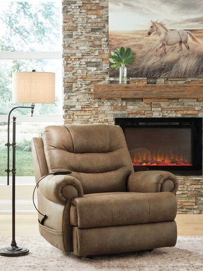 Pines Furniture Outlet - Ashley Furniture - Revived and Restored Living Room - Power Lift Recliner / Earth - PC8240712