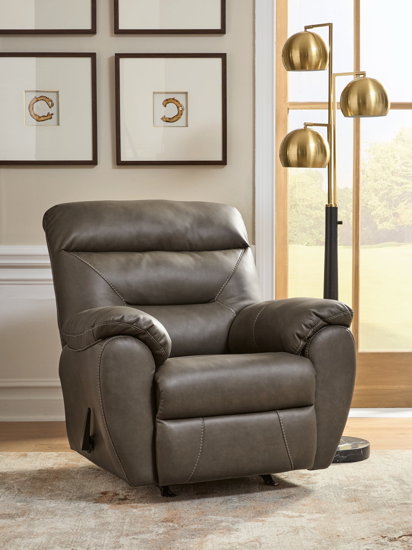 Pines Furniture Outlet - Ashley Furniture - Elksworth Living Room - Rocker Recliner / Ash - PC8400325