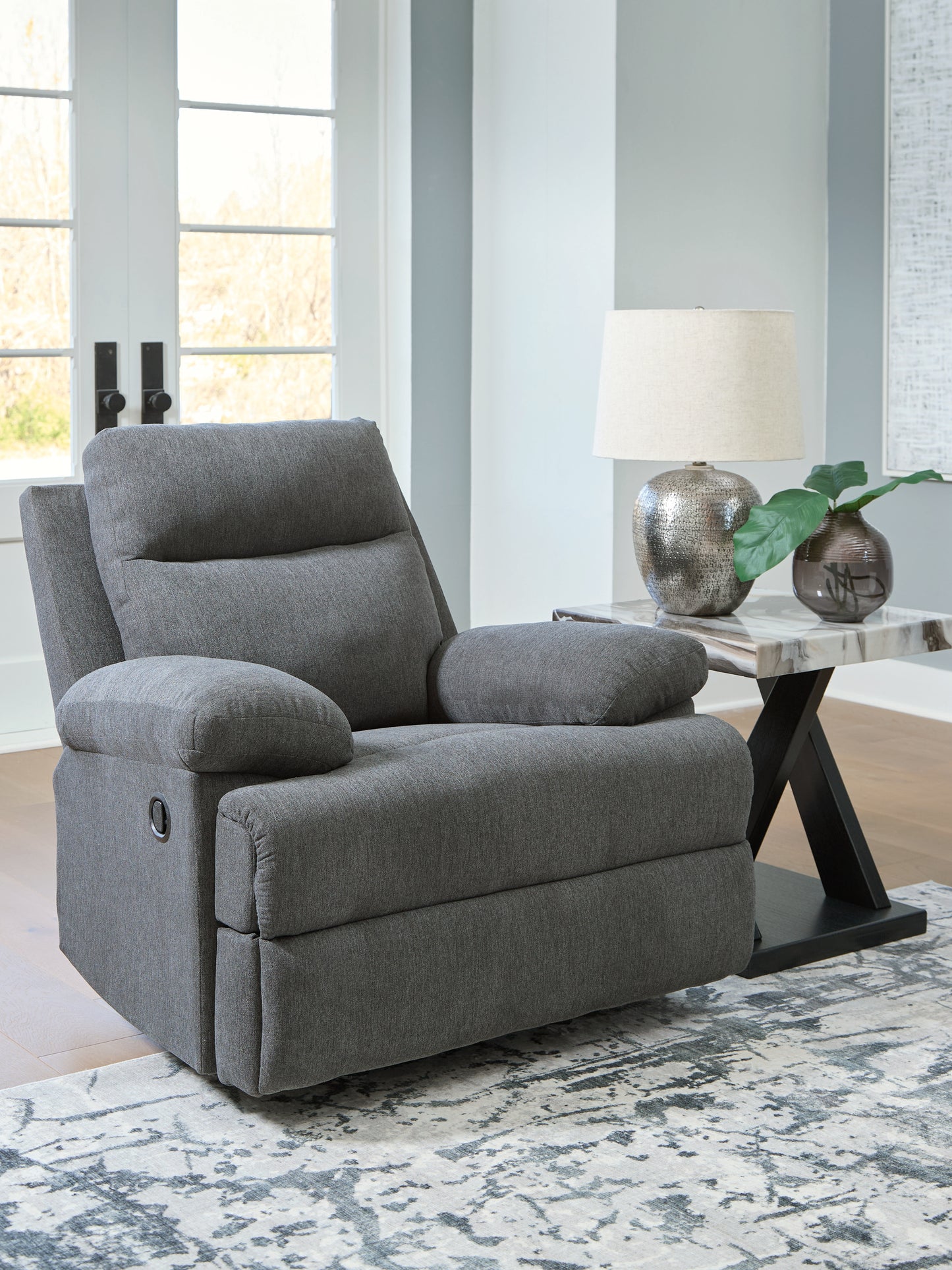 Pines Furniture Outlet - Ashley Furniture - Side-Swipe Living Room - Rocker Recliner / Charcoal - PC9140625