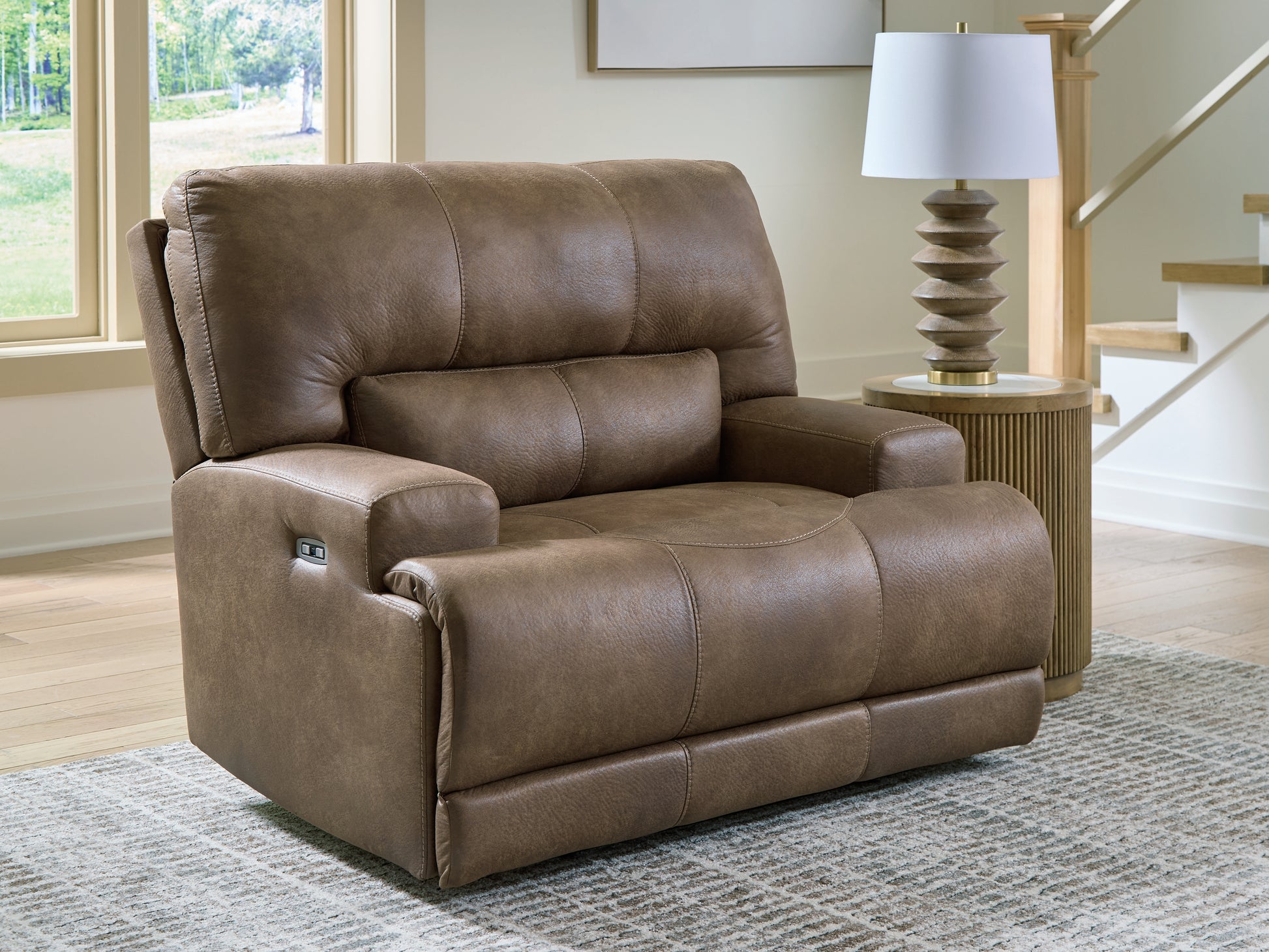 Pines Furniture Outlet - Ashley Furniture - Beckley Place Living Room - PWR Recliner/ADJ Headrest / Earth - PC9180282