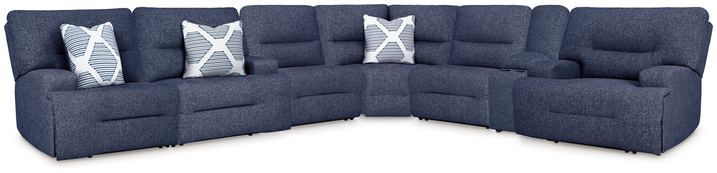 Pines Furniture Outlet - Ashley Furniture - Acklen Place Sectional - 7-Piece Power Reclining Sectional / Navy - 93607S8