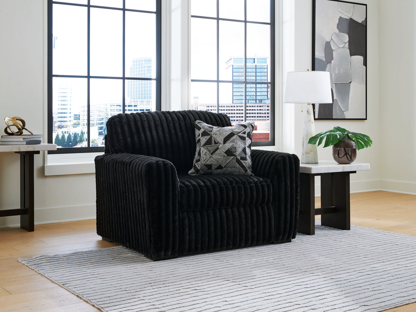 Pines Furniture Outlet - Ashley Furniture - Midnight-Madness Living Room - Chair and a Half / Onyx - 9810323