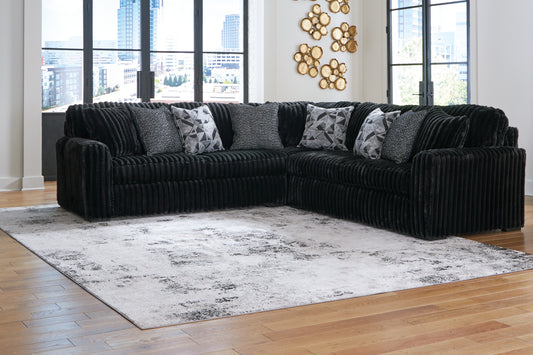 Pines Furniture Outlet - Ashley Furniture - Midnight-Madness Sectional - LAF 3-Piece Sectional with Chaise / Onyx - 98103S9
