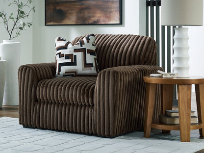 Pines Furniture Outlet - Ashley Furniture - Midnight-Madness Living Room - Chair and a Half / Chocolate - 9810423