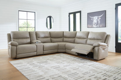 Pines Furniture Outlet - Ashley Furniture - Narwhal Place Sectional - 6-Piece Power Reclining Sectional / Pebble - PC99201S10