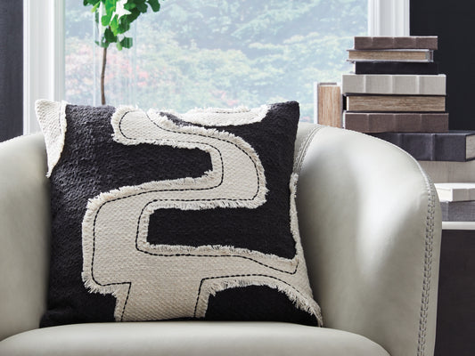 Pines Furniture Outlet - Ashley Furniture - Veerbank Pillows - Pillow (4/CS) / Black/Beige - A1001114