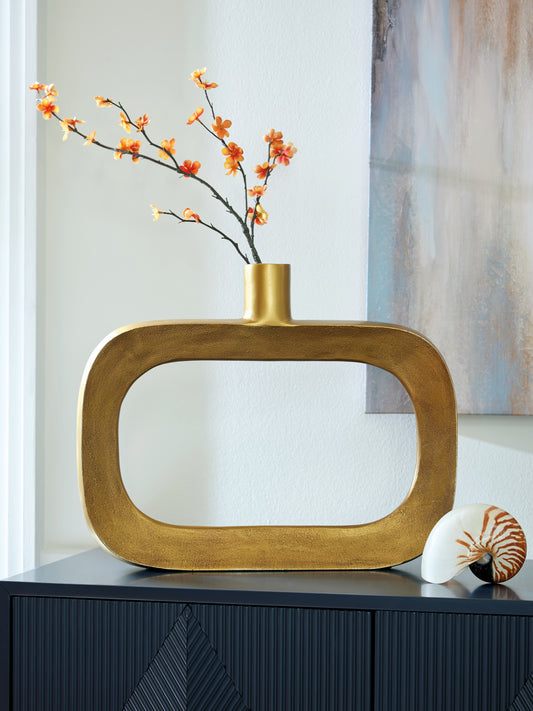 Pines Furniture Outlet - Ashley Furniture - Lawtonville Vase - Vase / Antique Gold Finish - A2000751