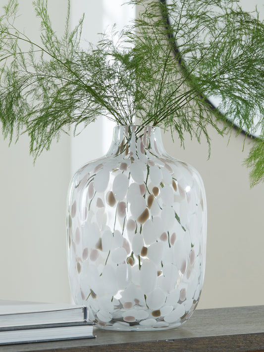 Pines Furniture Outlet - Ashley Furniture - Keelton Vase - Vase / White/Taupe/Pink - A2000760