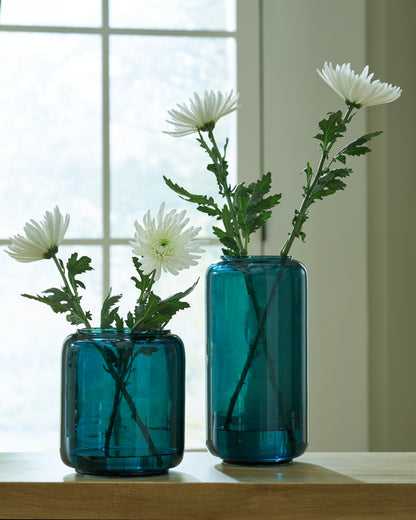Pines Furniture Outlet - Ashley Furniture - Inisland Vase - Vase Set (Set of 2) / Teal - A2000797A1