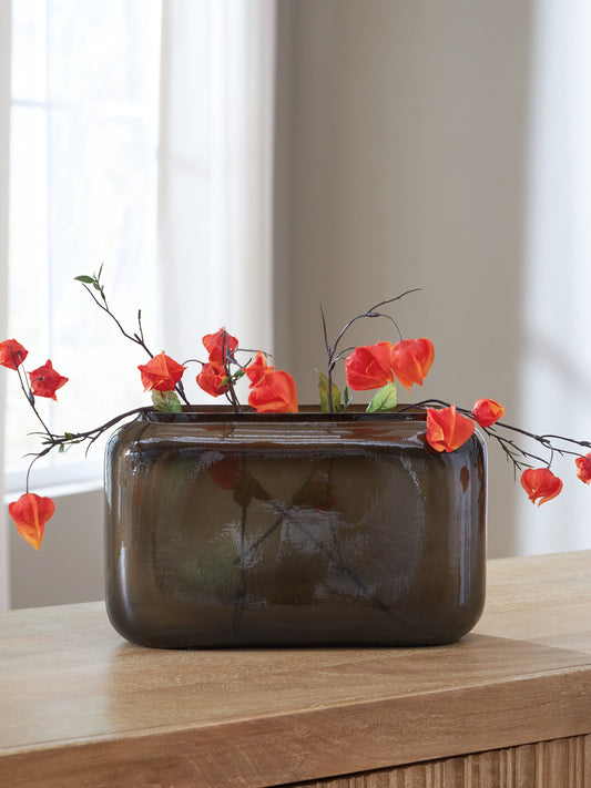 Pines Furniture Outlet - Ashley Furniture - Sumner Vase - Vase / Gray/Gold Finish - A2000810