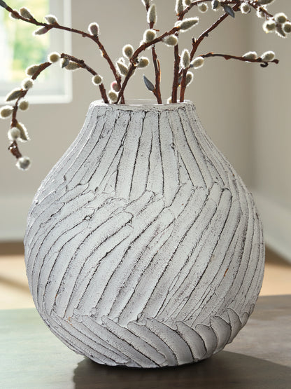 Pines Furniture Outlet - Ashley Furniture - Shelvie Vase - Vase / Distressed White - A2000848