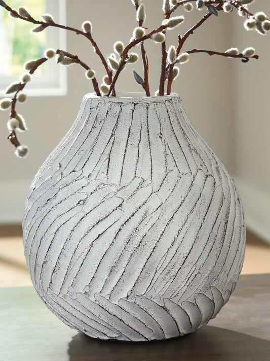 Pines Furniture Outlet - Ashley Furniture - Shelvie Vase - Vase / Distressed White - A2000848