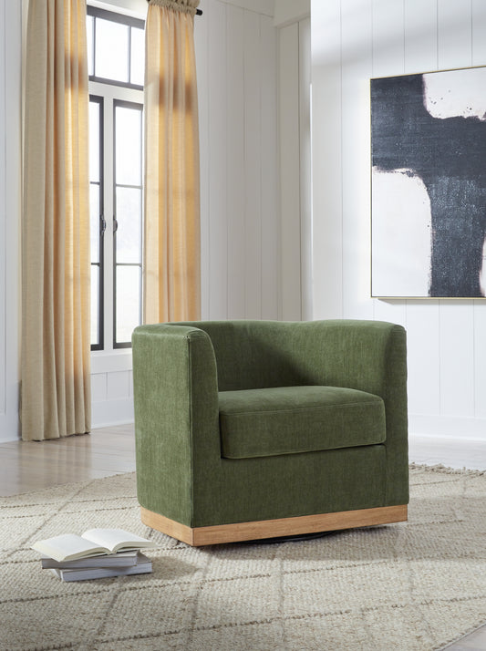 Pines Furniture Outlet - Ashley Furniture - Jersonlow Swivel Accent Chair - Swivel Accent Chair / Forest Green - A3000696
