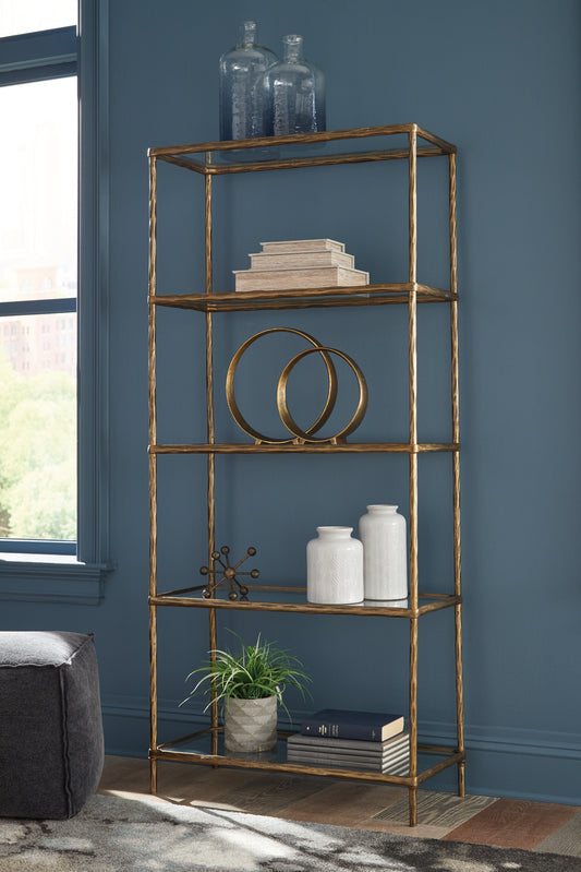 Pines Furniture Outlet - Ashley Furniture - Ryandale Bookcase - Bookcase / Antique Brass Finish - A4000441