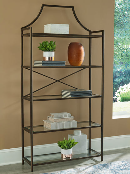 Pines Furniture Outlet - Ashley Furniture - Bernonly Bookcase - Bookcase / Antique Bronze Finish - A4000556