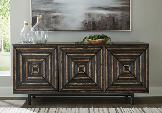 Pines Furniture Outlet - Ashley Furniture - Fair Ridge Accent Cabinet - Accent Cabinet / Distressed Black - A4000573