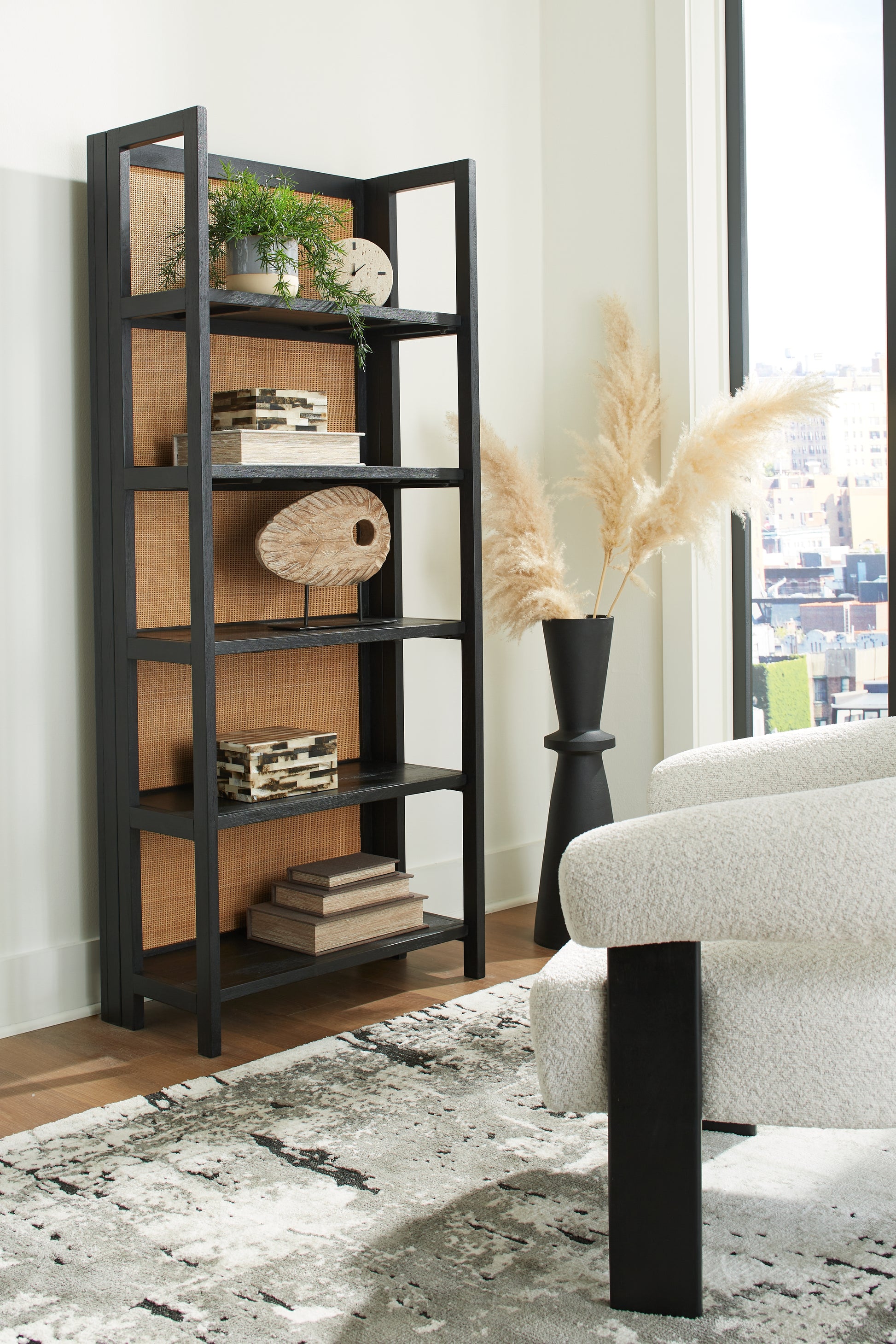 Pines Furniture Outlet - Ashley Furniture - Abyard Bookcase - Bookcase / Black/Natural - A4000574
