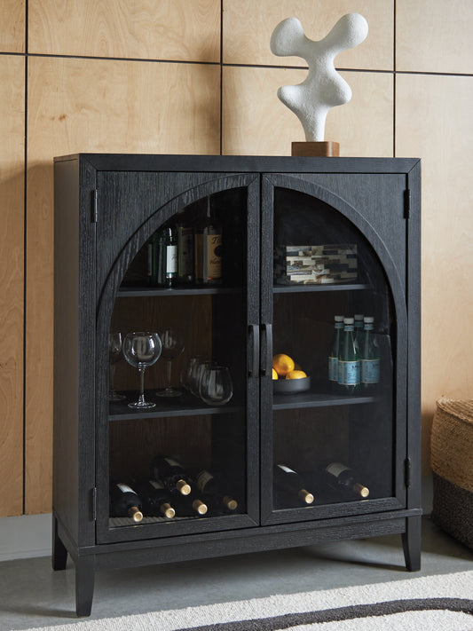 Pines Furniture Outlet - Ashley Furniture - Armenleigh Accent Cabinet - Bar Cabinet / Black/Brown - A4000702