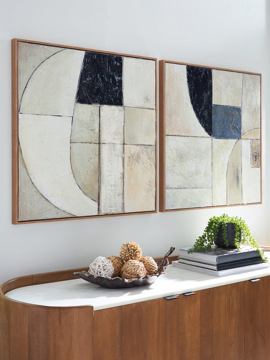 Pines Furniture Outlet - Ashley Furniture - Bexlen Wall Decor - Wall Art Set (Set of 2) / Tan/Taupe/Black - A8000498